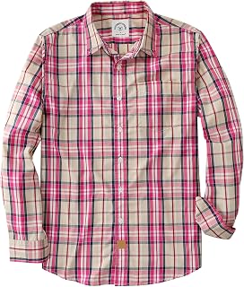 Dubinik® Mens Long Sleeve Button Down Shirts Plaid Casual Work Cotton Vintage Soft with Pocket Regular Fit