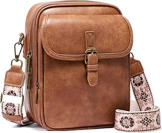 Crossbody Bag for Women Men, Vegan Leather Anti-Theft Messenger Shoulder Bag, Vintage Cross Body Purse with Card Slots