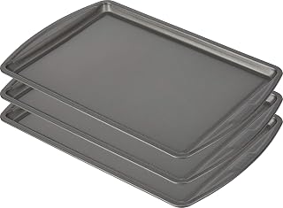 GoodCook Everyday Baking Sheet Set Nonstick Carbon Steel Standard-Sized Cookie Sheets for Even Baking, Bakeware Set Includes 3 Pans with Scratch-Resistant Finish, 13x9-Inch, Gray