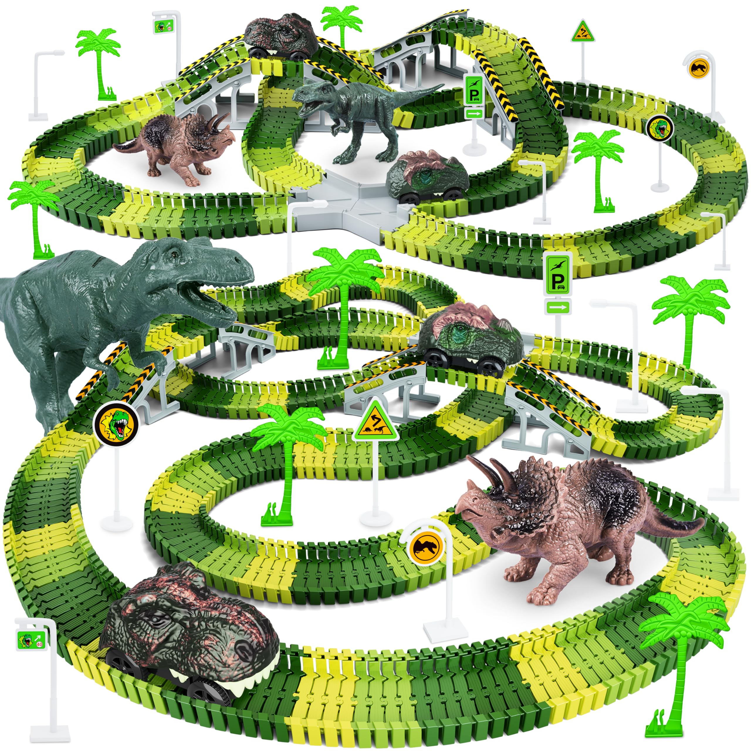 Dinosaur Toys, Create A Dinosaur World Road Race, Dinosaur Track Toys | Flexible
