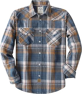 Dubinik® 6 oz Flannel Shirts Men's Long Sleeve Poppers Long Sleeve Cotton