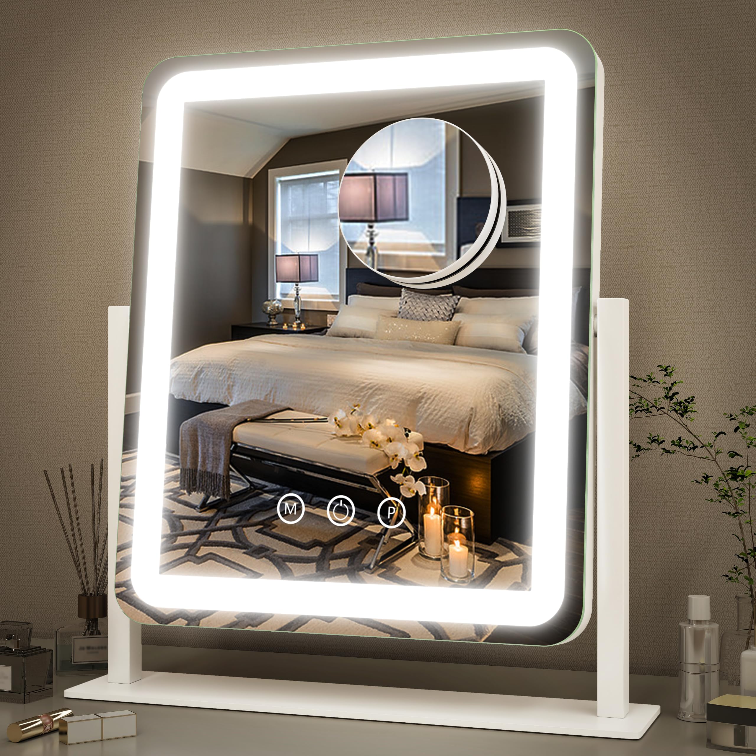 FENNIO Vanity Mirror with Lights - 15"x12.6" LED Lighted Makeup Mirror