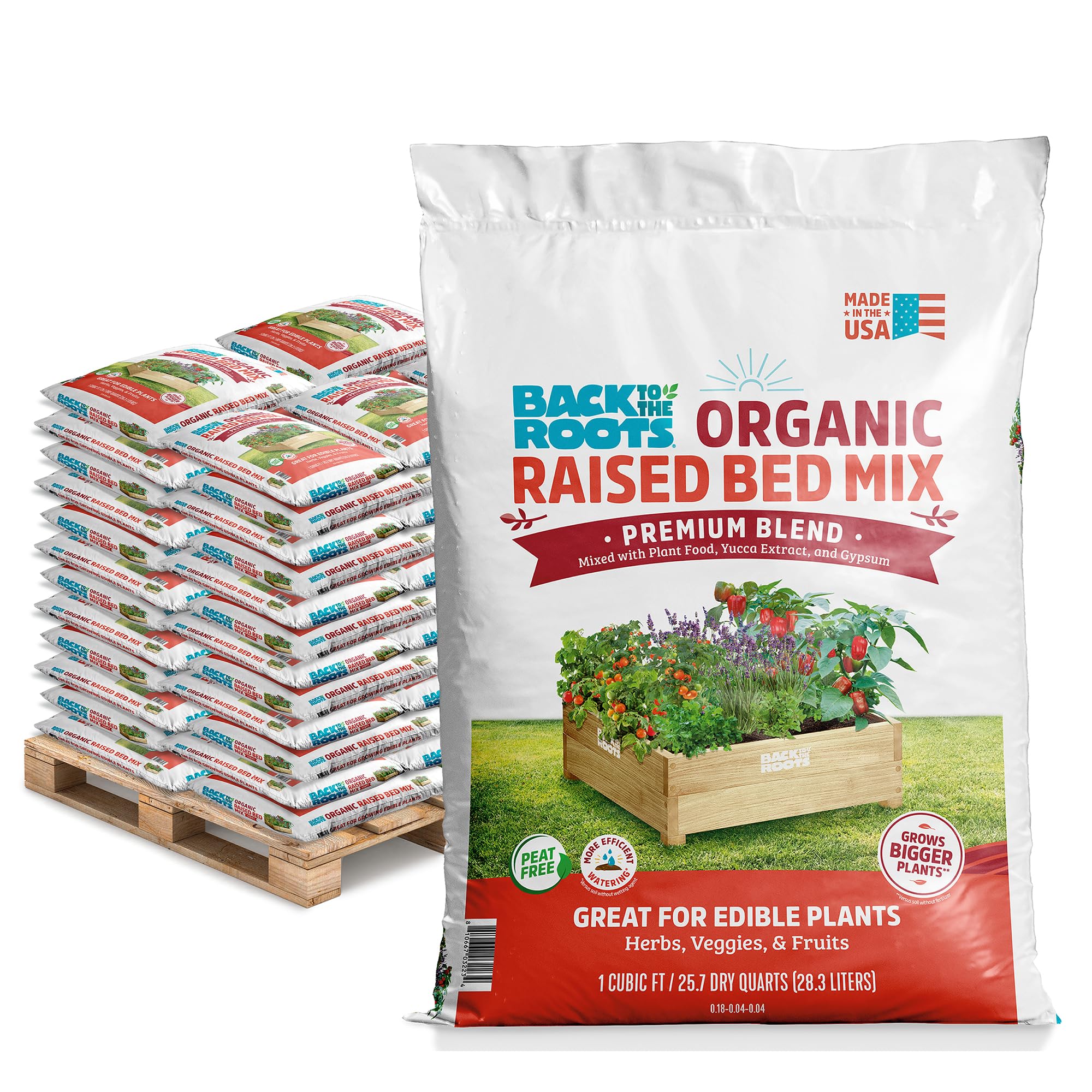 Back to the Roots 100% Organic Raised Bed Soil, Fills 8' x 4' Garden Bed, 60 cu 