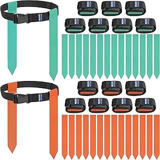 Football Belts with Flag, Flags for 14 Players, Training Equipment for Kids, Adults & Youth (Teal & Orange), Teal & Orange, 45*1.5 Inches/L*W