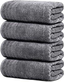 Tens Towels 4 Piece Extra Large Bath Towels 30 x 60 Inches, Dark Grey | 100% Cotton, Larger & Lighter Weight, Quicker to Dry, Super Soft and Absorbent, Perfect for Bathroom