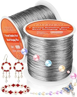 0.3mm 7 Strand Stainless Steel Beading Wire, 656ft Jewelry Wire, Silver | Nylon Coated Bead Wire for Jewelry Making, Polished Finish,Tarnish-Resistant,Flexible Strong Support, jewelry making supplies