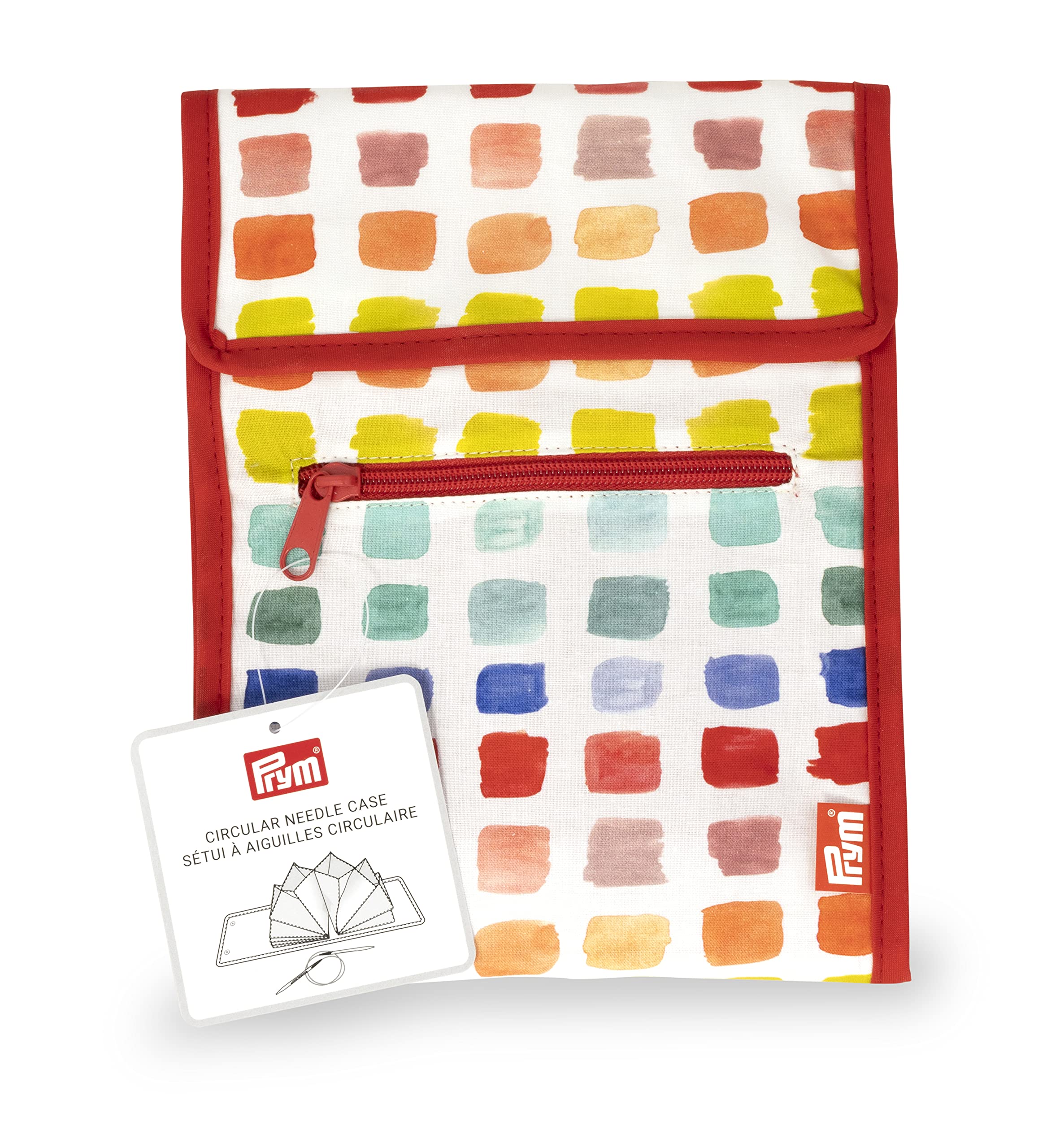 Prym Circular Knitting Needle Case, 9" x 7-1/4", Rainbow Specks | 10-pocket fan-