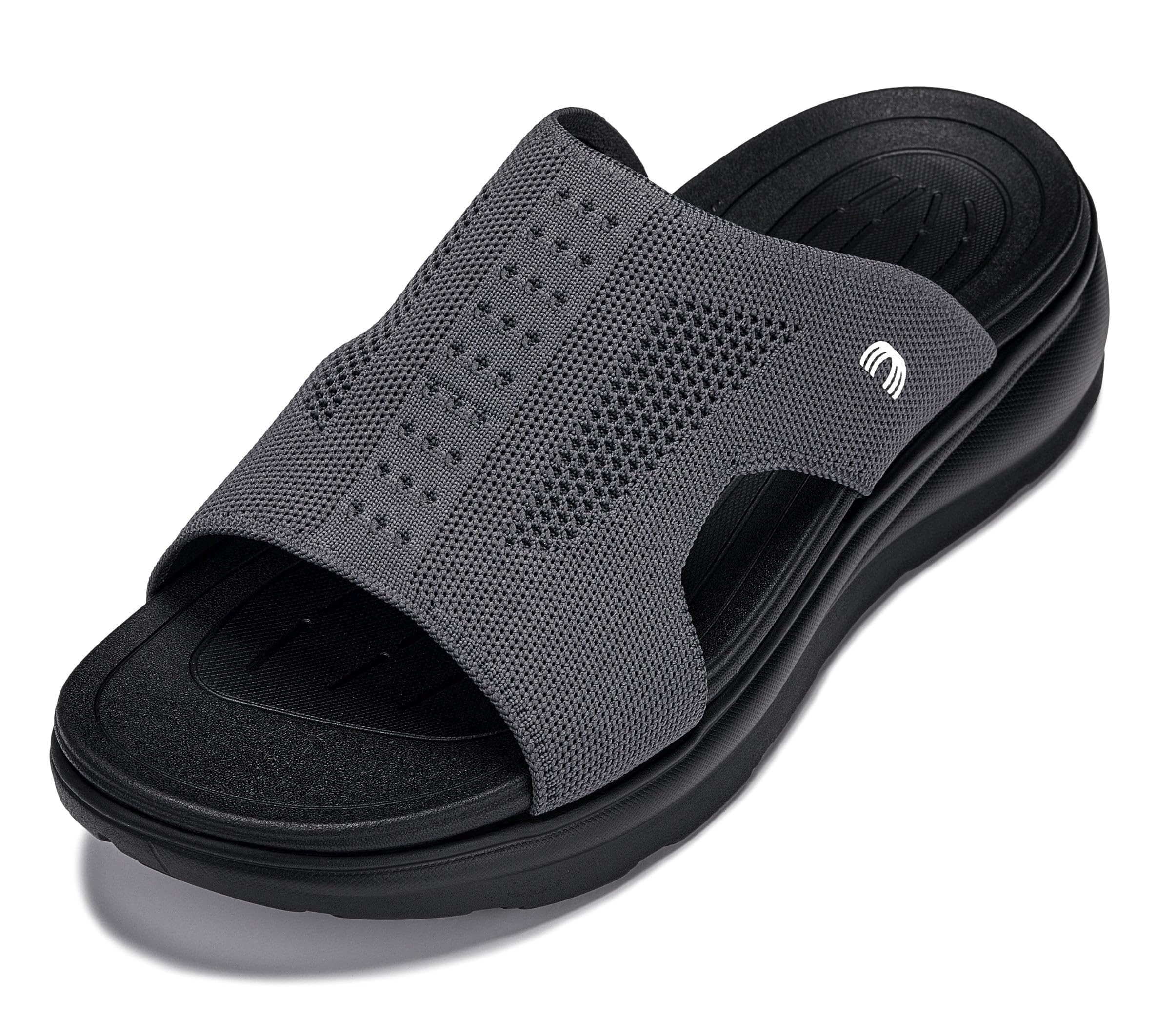 CALTO Men's Invisible Height Increasing Elevator Shoes - Black/Knitted Dark Grey