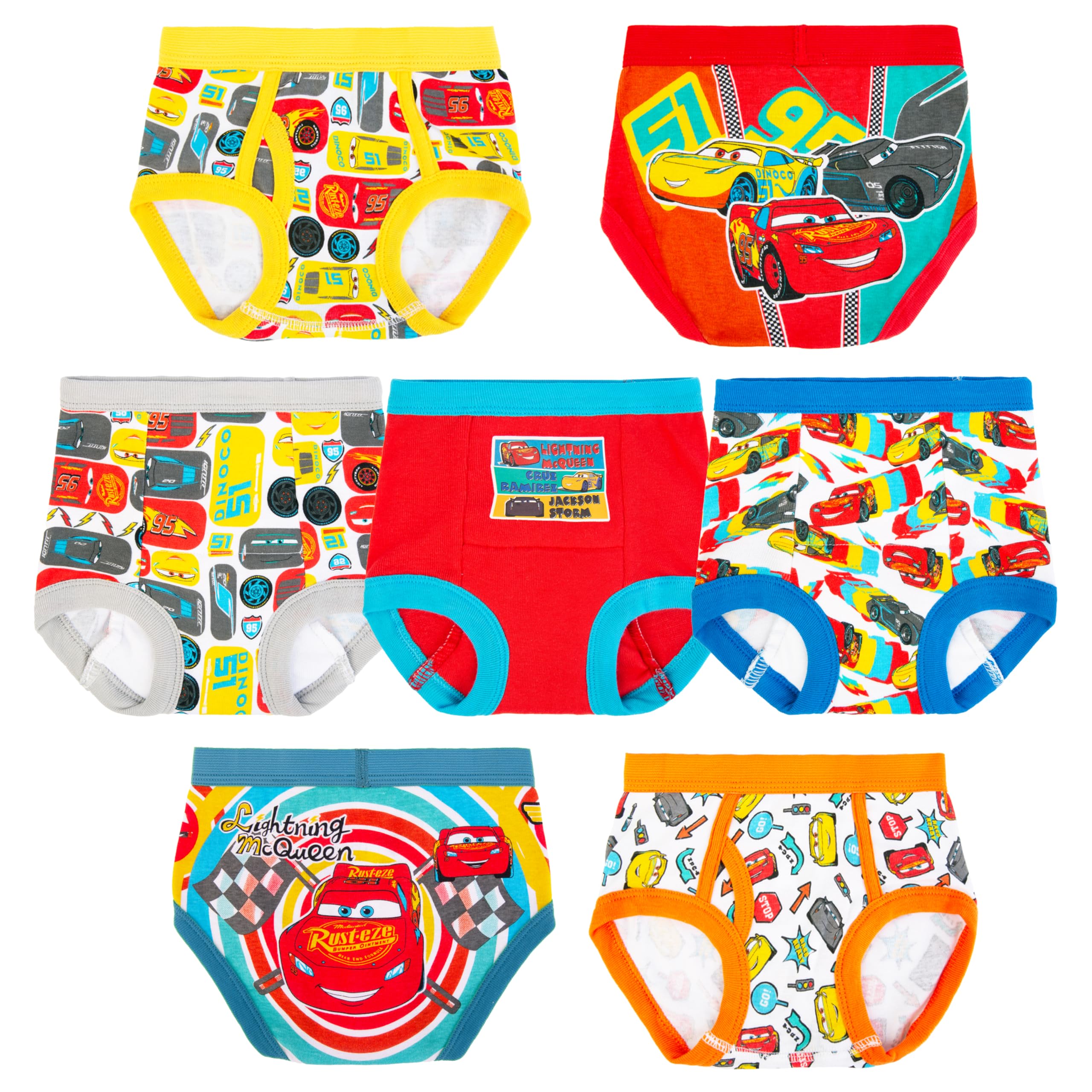 Disney Boys' Pixar Cars Toddler Potty Training Pant & Brief Combo Option, Sticke