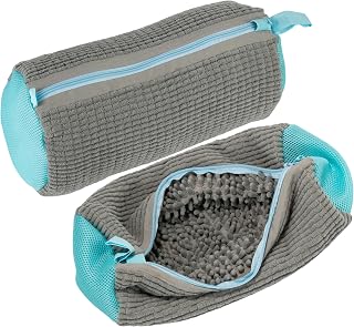 NESTIP Shoe Wash Bag Washing Machine Pack of 2 39 x 19 cm Grey | Sneaker laundry net, 360° cleaning lint, reusable, for washing machine and tumble dryer