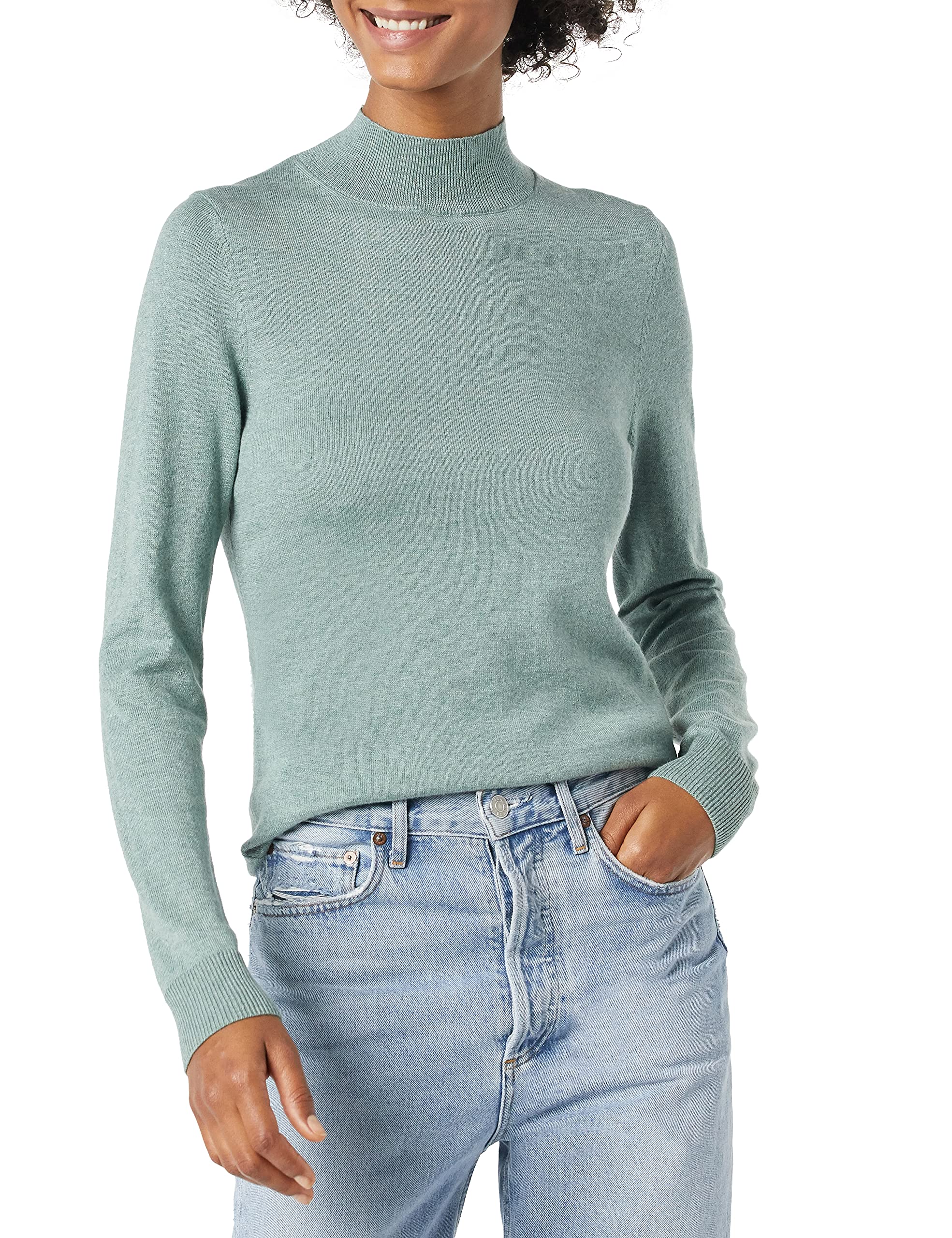 Amazon Essentials Women's Lightweight Mock Neck Pullover Sweater, Regular Fit