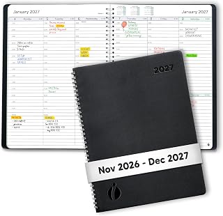 inamio Agenda 2027 – Planner Weekly and Monthly, Appointment Book, 8.5 x 11 | Simple Design Inspires Productivity, Daily & Hourly Schedule, 30 Minute Time Slots, Thick Paper, Dated Nov 2026 to Dec 2027