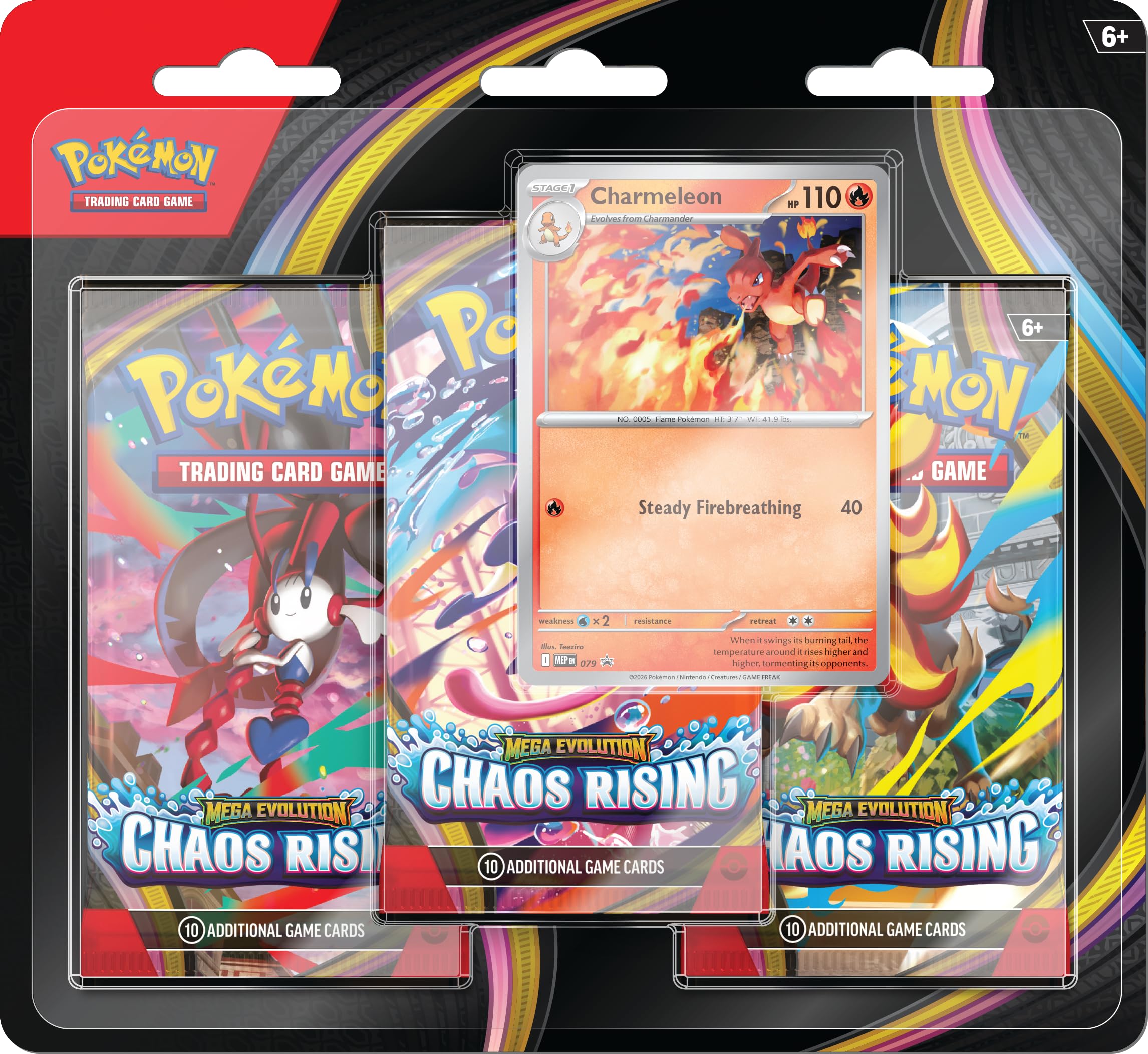 Pokémon TCG: Mega Evolution—Chaos Rising Triple Pack (1 Foil Promo Card & 3 Boos