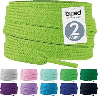 biped Laces 2 Pairs of Flat Polyester Laces, Width 10 mm, Laces for Trainers and Sports Shoes, Tear-Resistant and Washable Z2913