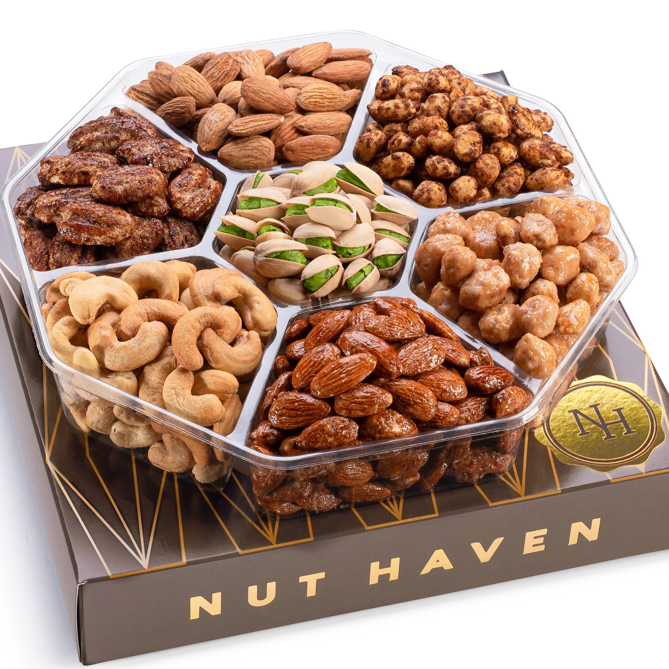 Holiday Nuts Gift Basket - Assortment of Sweet & Roasted Salted Gourmet Nuts - F