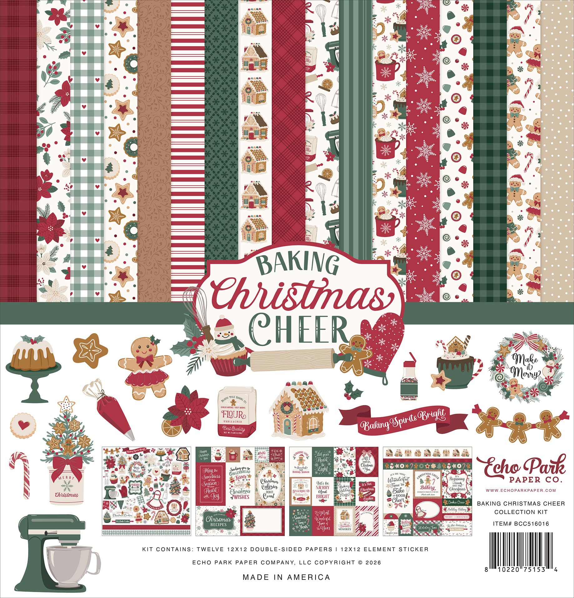 Echo Park Paper Baking Christmas Cheer Collection Kit | Christmas Craft Supplies