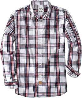 Dubinik® Men's Casual Pocket Lightweight Soft Regular Button Classic Plaid Long Sleeve Shirt