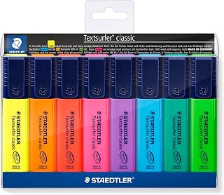 STAEDTLER 364 WP8 Textsurfer Classic Highlighter Pen - Assorted Colours (Wallet of 8)