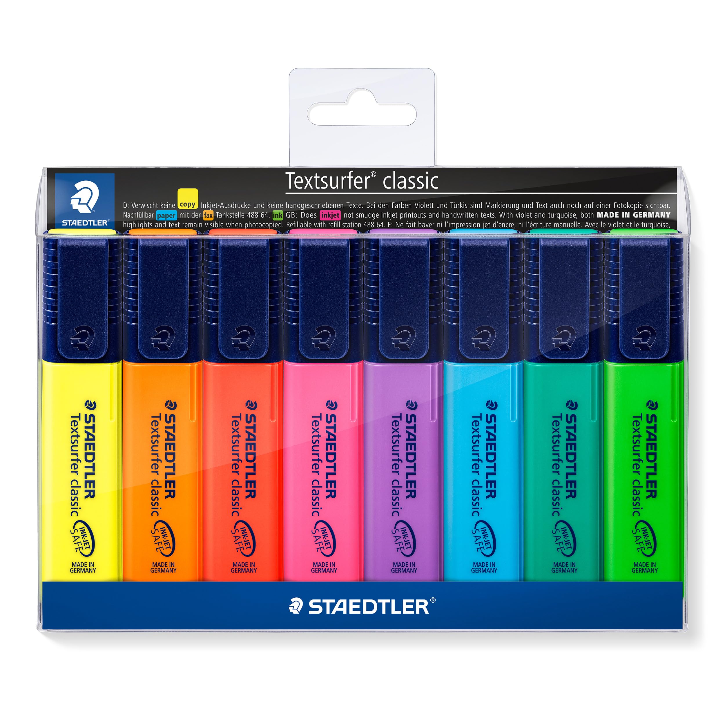 STAEDTLER 364 WP8 Textsurfer Classic Highlighter Pen - Assorted Colours (Wallet 
