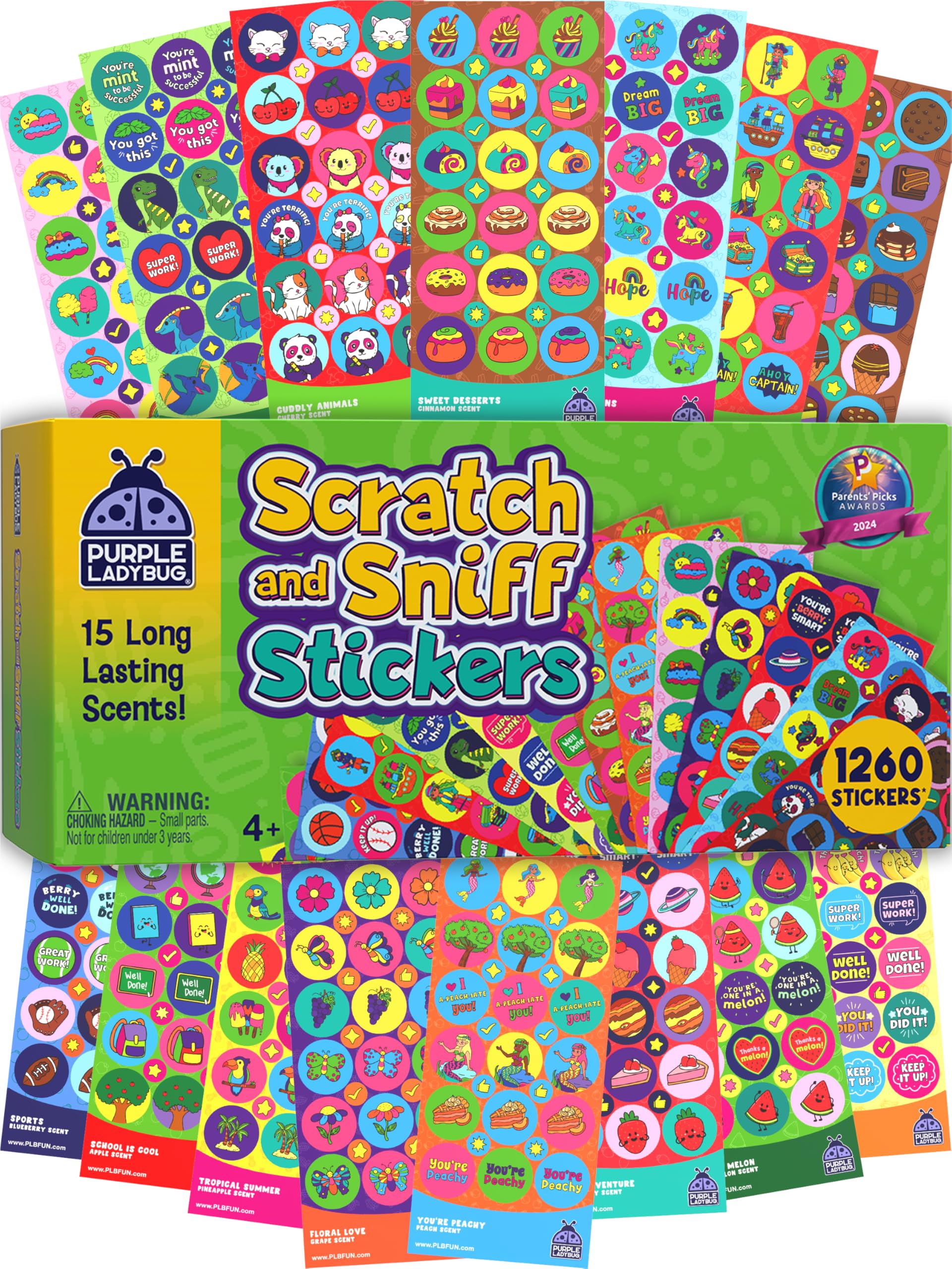 1260 Scratch and Sniff Stickers for Kids, 15 Scents - Smelly Stickers | Sensory 