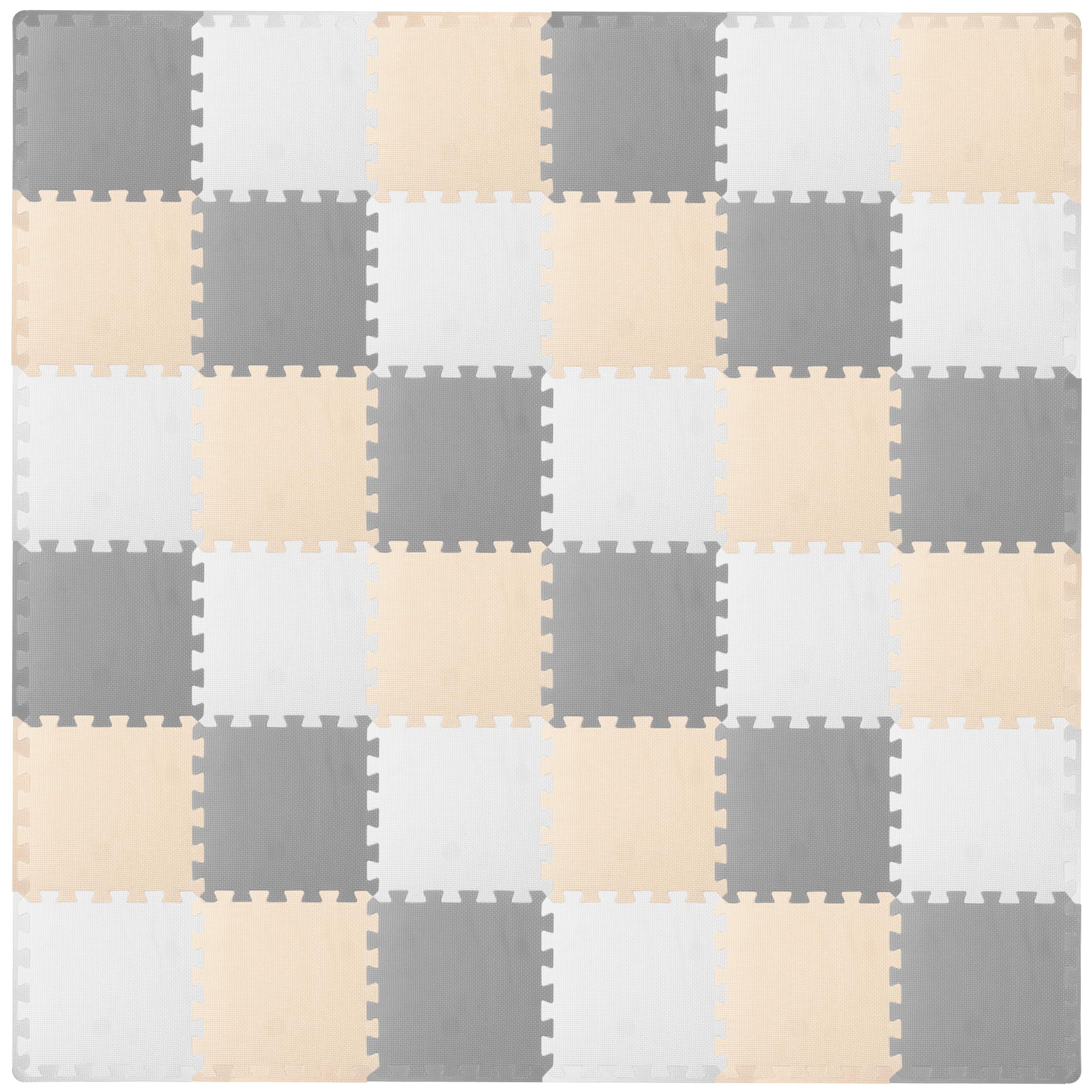 ProSource Play Mat, Soft Foam Floor Tiles for Kids, Interlocking EVA Panels for 