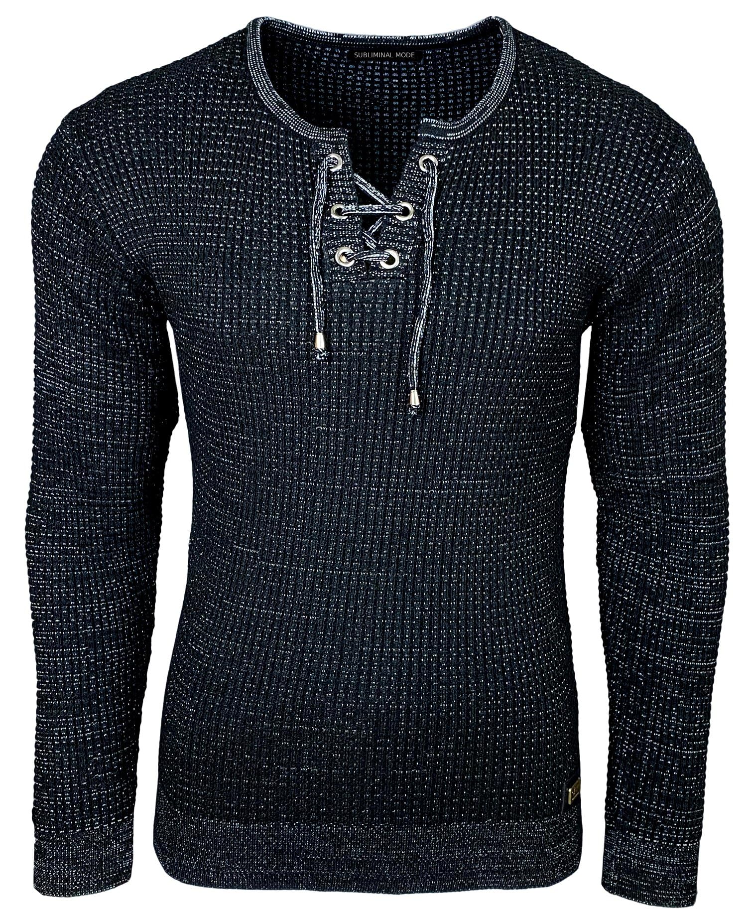 Subliminal Mode - Noel BX52132 Men's Over-Neck Crew Neck Sweater with Cord for C