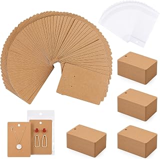 ovsor Works Great Earring Display Cards - Well-made 3.5 x 2.4 Inches | Earring Cards with Good Paper Quality, Plus Clear Packaging Bags, for Earrings Necklace Jewelry Cards, Crafter-Approved
