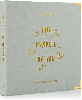 Keepsake Baby Memory Book for Boys and Girls - Timeless First 5 Year Book | Neutral Journal Scrapbook or Photo Album - Record a Baby Milestone for Every Event from Birth to Age 5