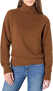 Amazon Essentials Women's Relaxed-Fit Cotton Blend Turtleneck Pullover Jumper