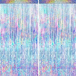 4 Packs Silver Foil Fringe Curtain, Silver Glitter Metallic Tinsel Backdrop for Birthday, Wedding, Baby Shower, Bachelorette, 70s 80s 90s Theme Disco Party, Iridescent Party Decorations Supplies