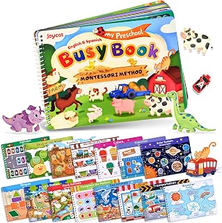 JoyCat Preschool Busy Book for Toddlers Ages 3-5, English and Spanish