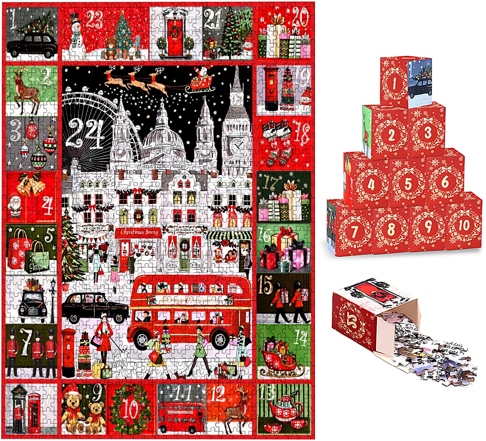 Advent Calendar Jigsaw Puzzle 2026, 24 Days Funny Christmas Gift