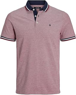 Jack & Jones Men's Classic Polo T-Shirt Slim Fit Essentials Red in Size Medium