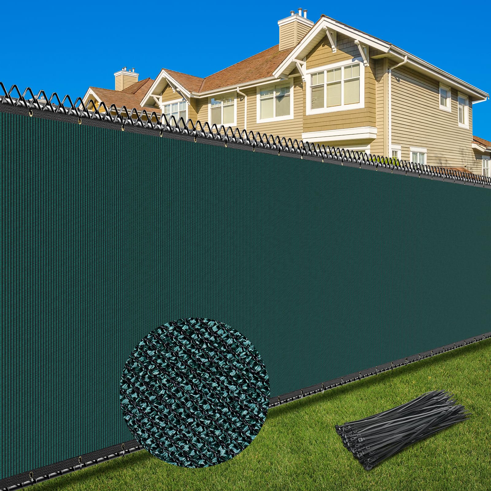 Patiobay Privacy Fence Screen 170GSM 6x50 FT Heavy Duty UV Resistant Green | 170