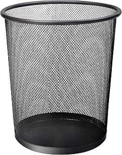 KEPLIN Round Trash Can Bin - 1 Pack Charcoal Black Non-slip Mesh Bins | Waste Paper Bin | Sturdy Metal Bin Indoor Waste Bin for Home, Bedroom, Office, Bathroom, Living Room