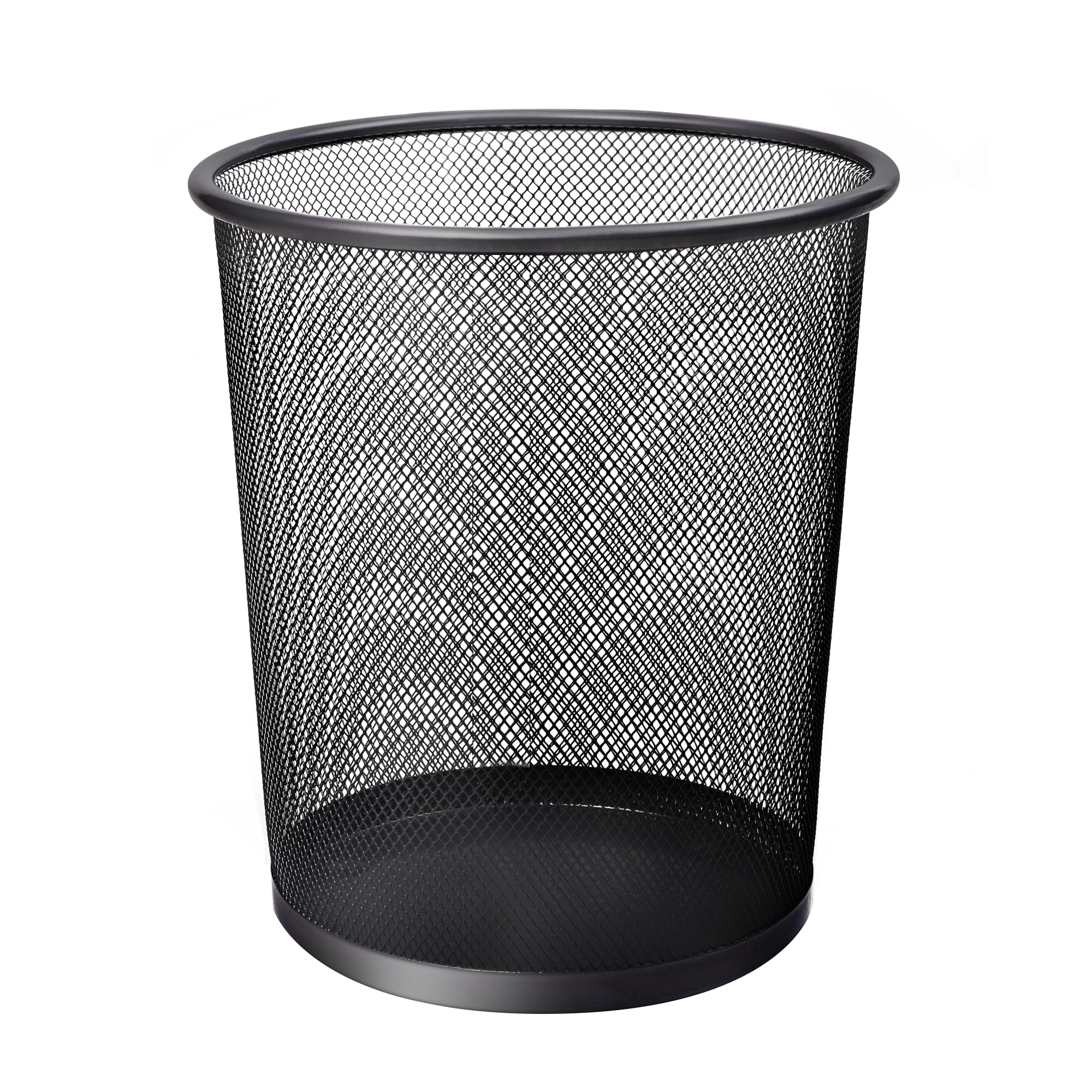 KEPLIN Round Trash Can Bin - 1 Pack Charcoal Black Non-slip Mesh Bins | Waste Pa