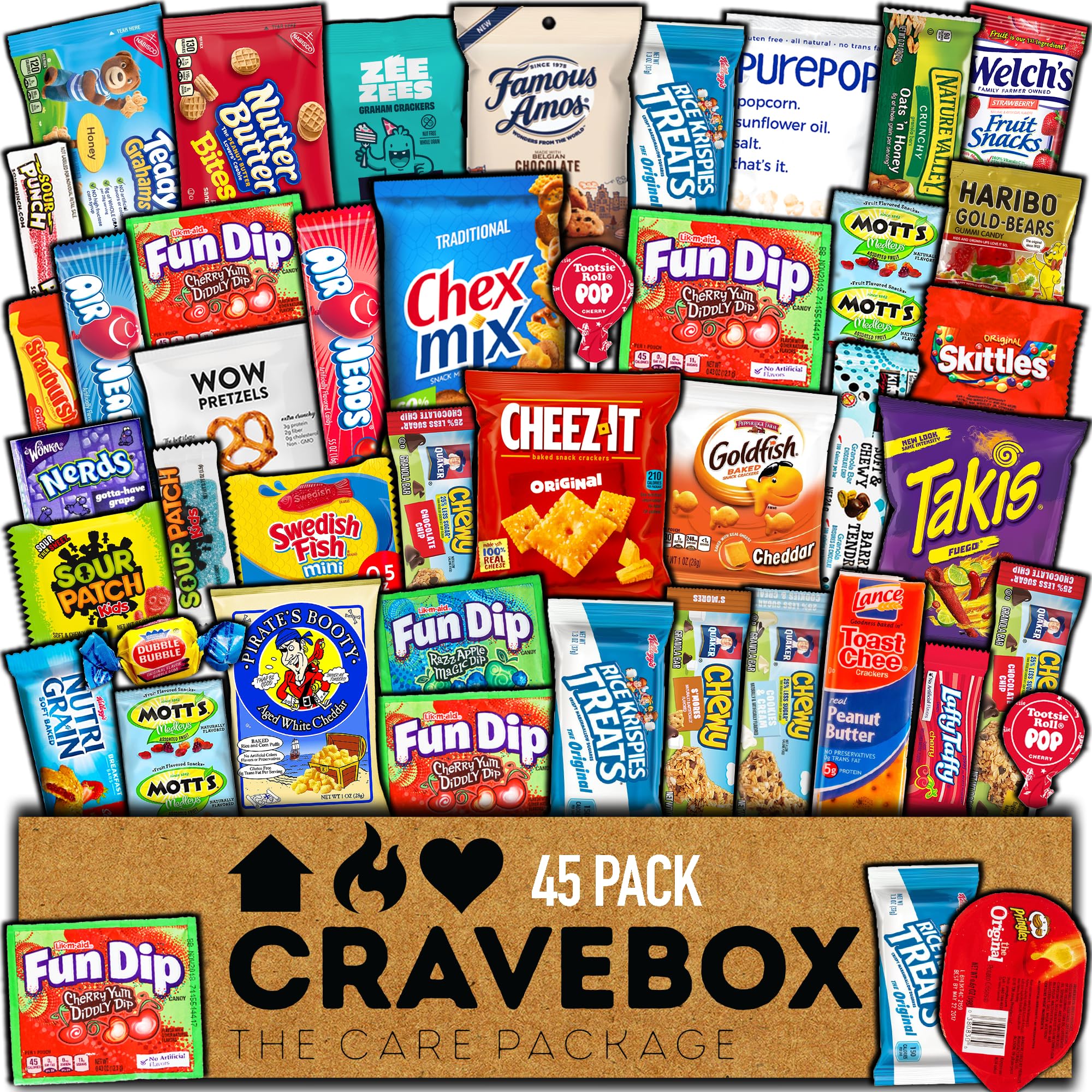 CRAVEBOX Snacks Box Variety Pack Care Package (45 Count) Halloween Treats Gift B