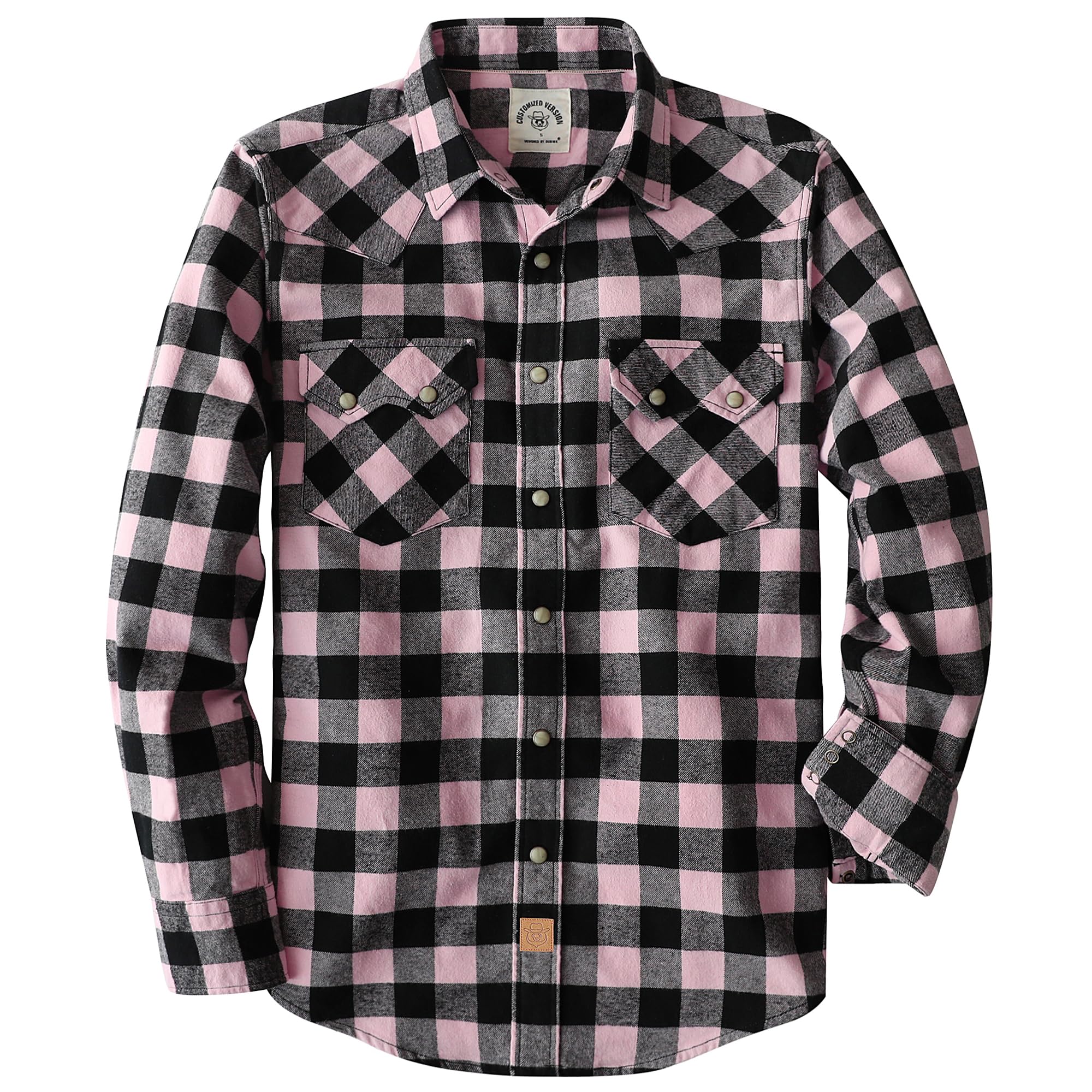 Dubinik® 6.3oz Flannel Shirt for Men Western Long Sleeve Cotton Snap Cowboy