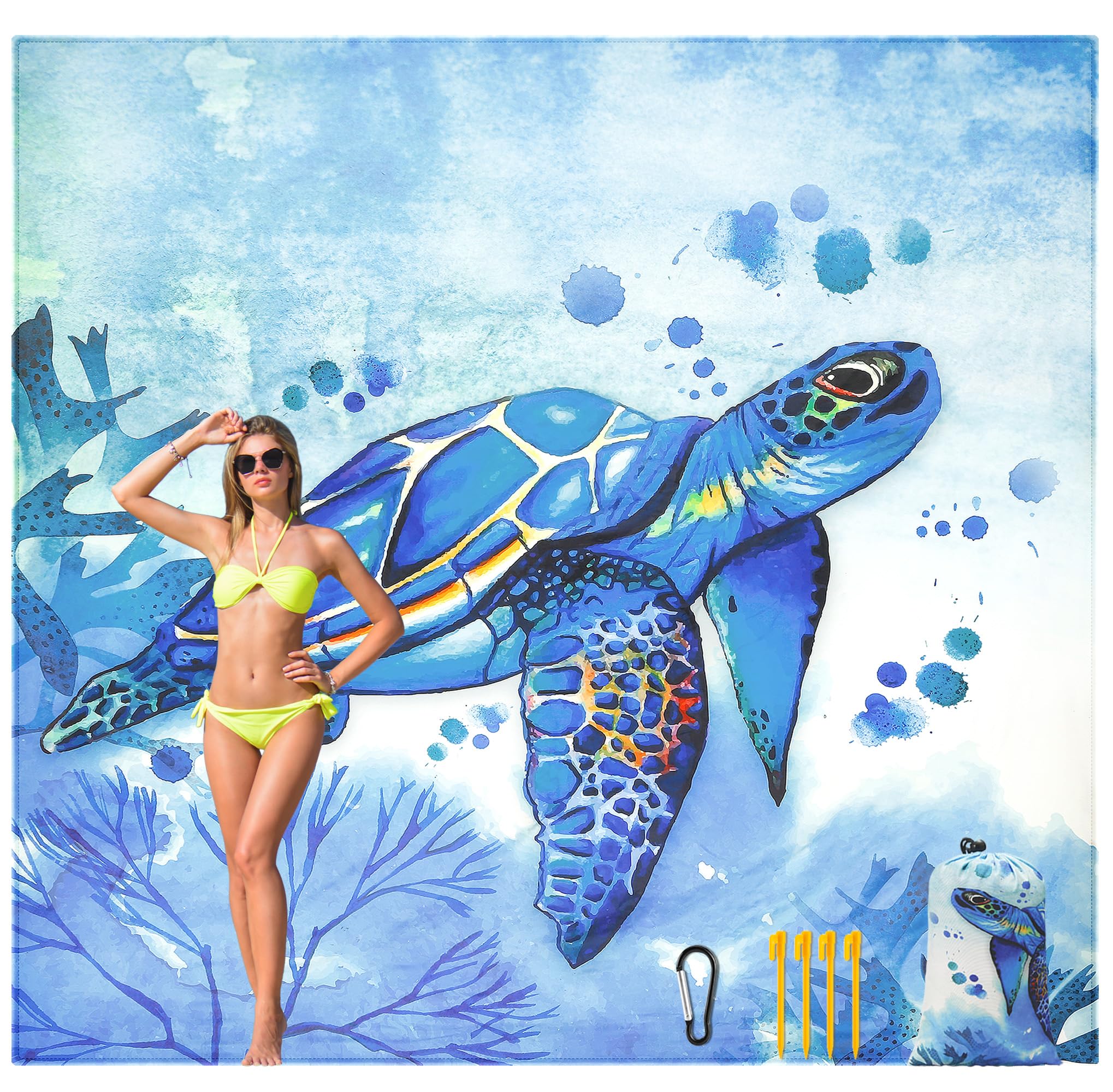 HIHOHO Beach Blanket Waterproof Sandproof Quick Drying Mat for 1-8 Adults