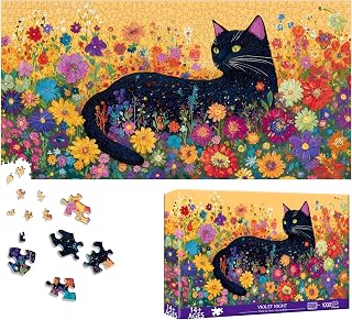Bimkole Blooming Cat Puzzles for Adults 1000 Pieces, Flower Paper Jigsaw Puzzle 1000 Pieces - Fun and Challenging Family Decoration Puzzle Great Gift Idea, Finished Size is 31.5 x 16.14 in