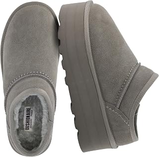CUSHIONAIRE Huggy-2 Platform Slippers for Women, Cozy Genuine Suede Slip-On Ankle Boots for Indoor Outdoor Wear, Womens Slippers