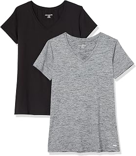 Amazon Essentials Haut Sport Manches Courtes Active, Extensible, Séchage Rapide, Sport, Salle et Course Femme, Packs Multiples