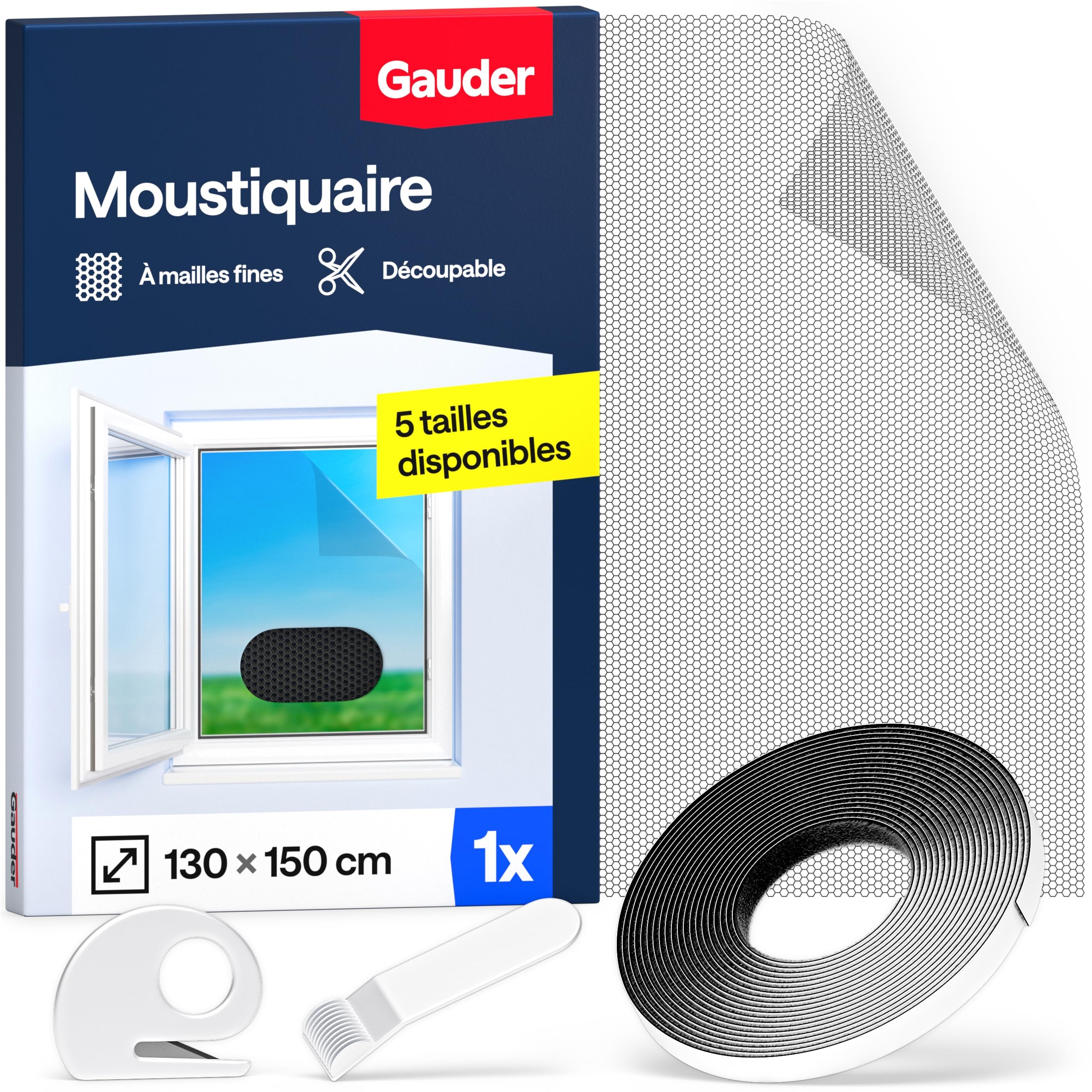 GAUDER Mosquito Net for Windows, Mosquito Net (130 x 150 cm) | Floor-to-ceiling 