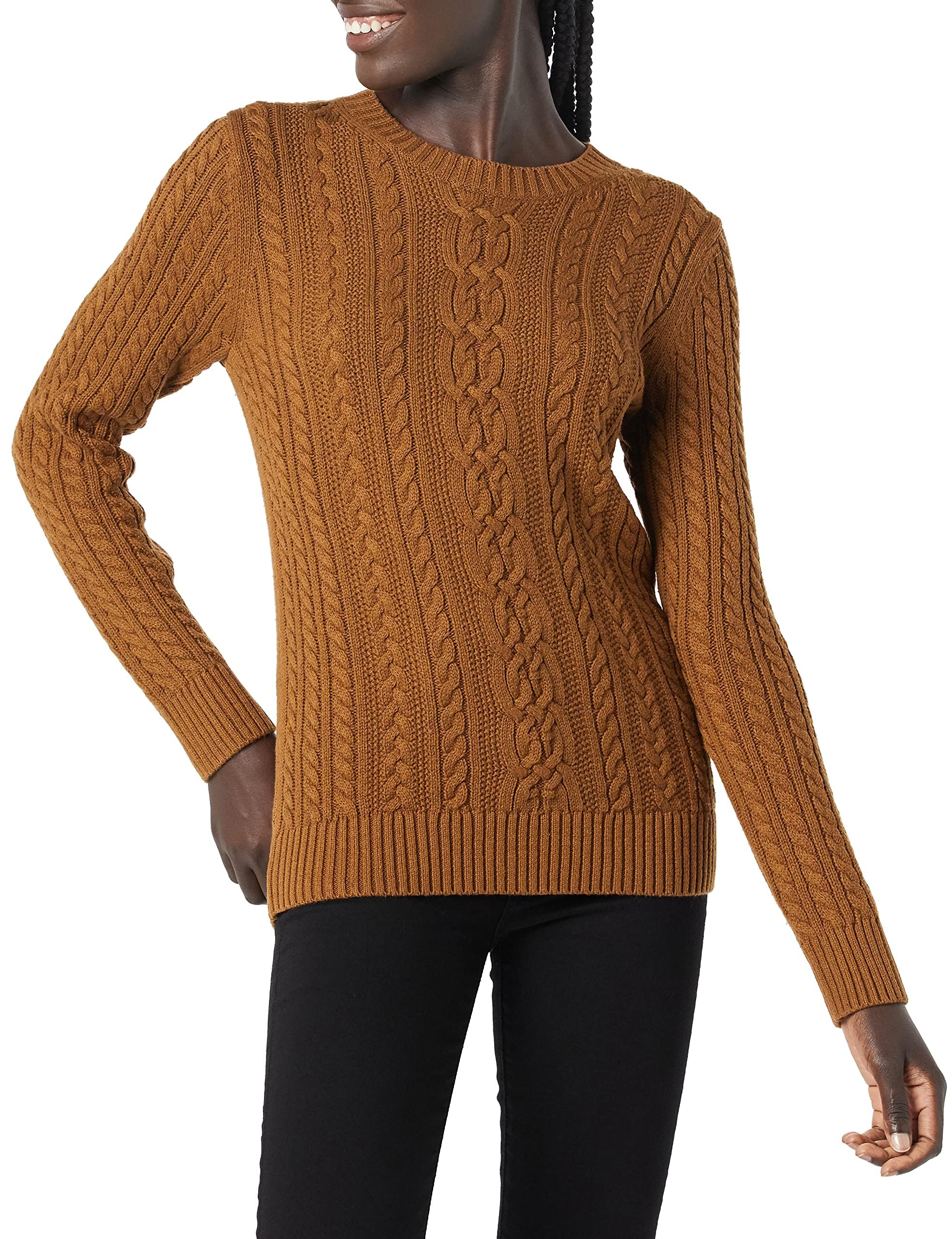 Amazon Essentials Women's Fisherman Cable Knit Long-Sleeve Crewneck Jumper (Avai