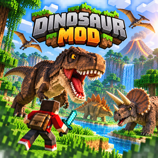 Dinosaur Mod for Minecraft PE - Prehistoric Jurassic Addon & Survival Maps