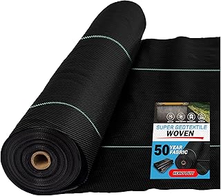 Super Geotextile Woven Geotextile Fabric 12.5x60Ft, Heavy Duty Driveway | Under Rock, Road Stabilization, 200 Lb Tensile Strength, Commercial Grade, Paver Base, Retaining Walls, Heat Sealed Ends