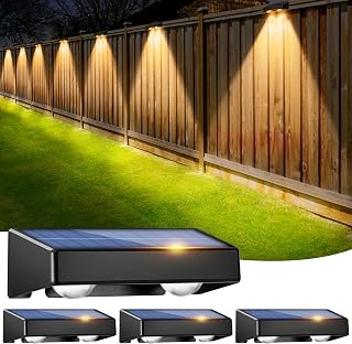 sununiny Solar Fence Lights 4 Pack 9 Colors&11 Modes Solar Lights Outdoor Garden Waterproof RGB Solar Wall Lights for Backyard,Step Railing,Pathway,Patio,Garden,Fence Decoration