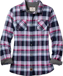 Legendary Whitetails Womens Cottage Escape Flannel Long Sleeve Plaid and Solid Color Clothes for Women, Fitted Button Down