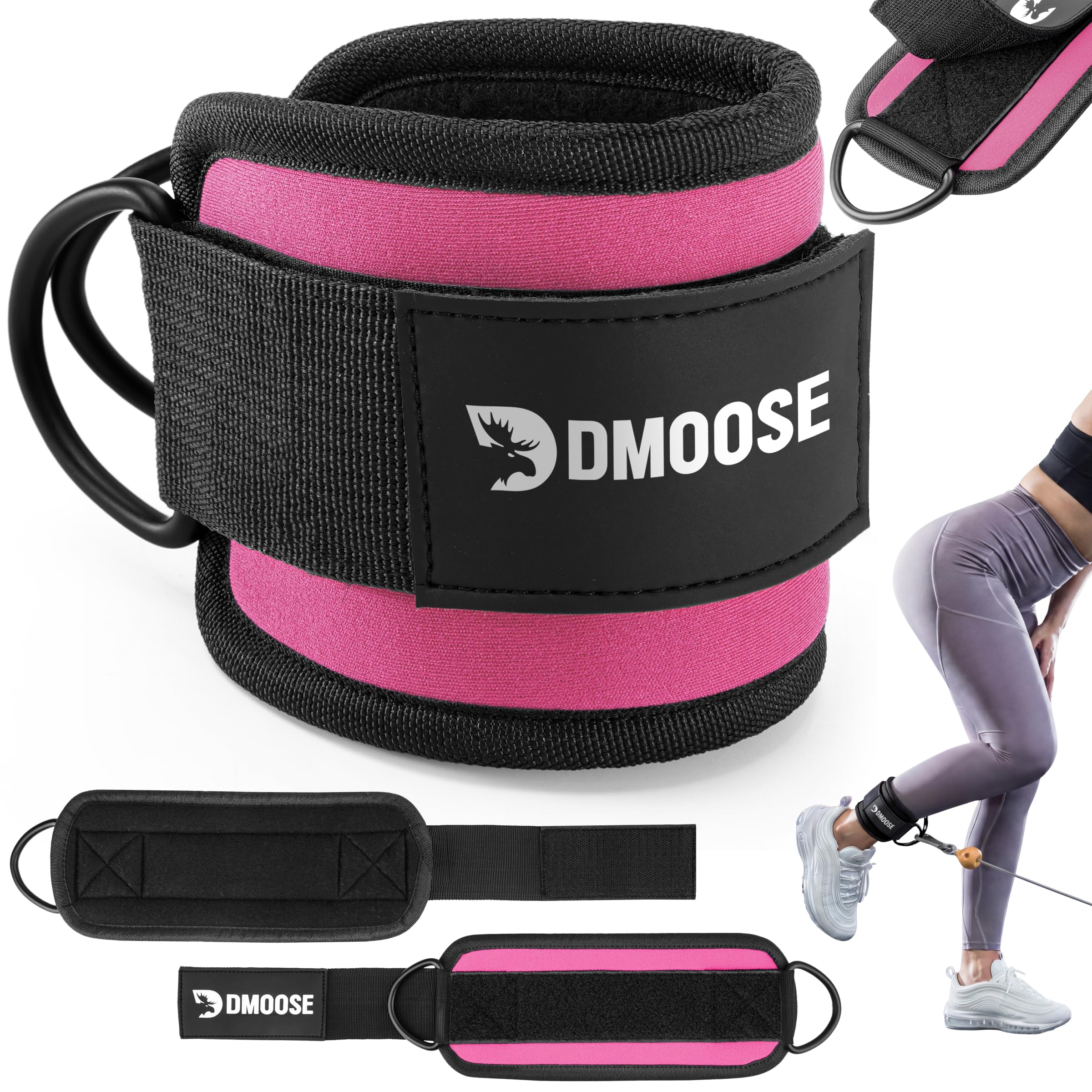 DMoose Ankle Strap for Cable Machine - One Size Fit with Premium Padding, Workou