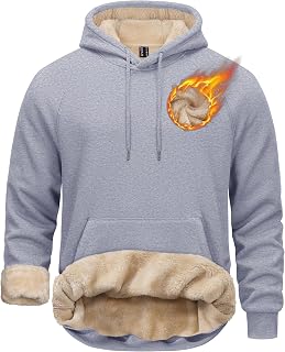 TACVASEN Men's Pullover Hoodie Thick Sherpa Lined Kangaroo Pocket Winter Windproof Warm Fleece Hoodie Athletic Sweatshirts